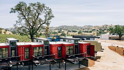 The shipping container hotel in Paso Robles, California US. The shipping container hotel in Paso Robles, California US.