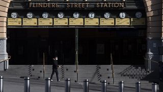 Flinders Street Station is quiet during lockdown due to the continuing spread of the coronavirus in Melbourne