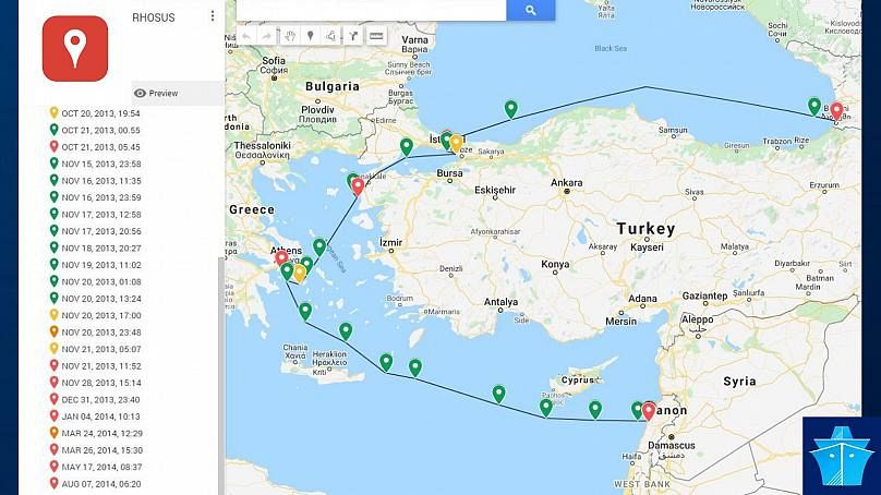 Google My Maps / Marine Traffic