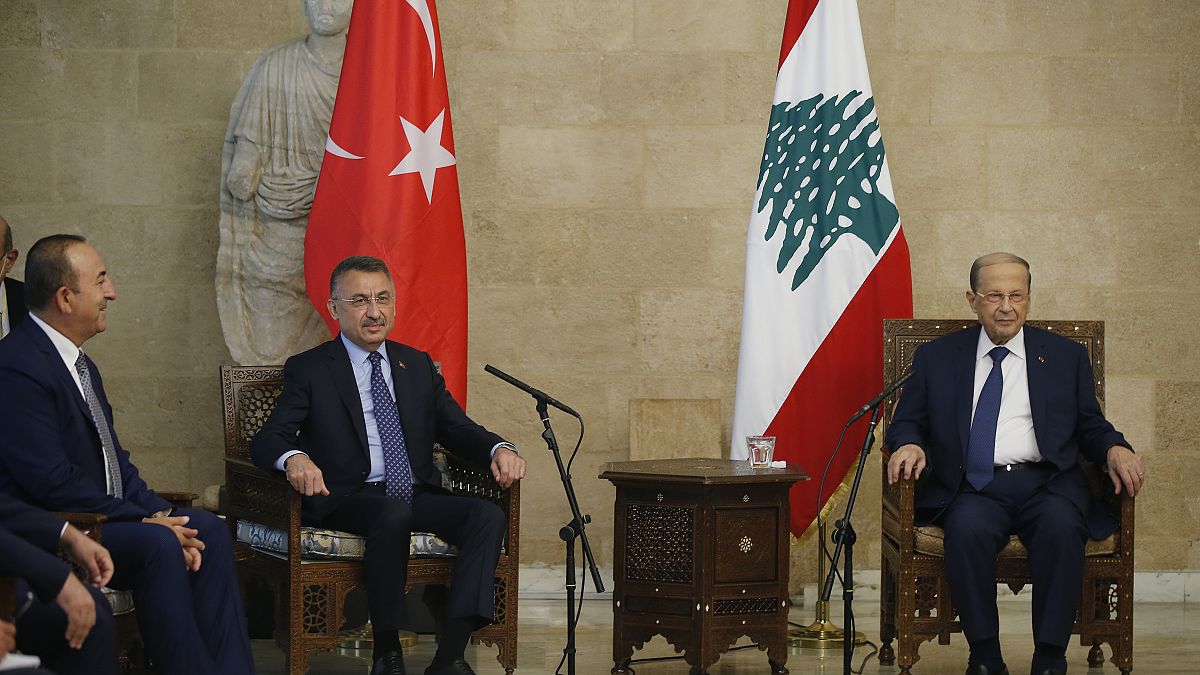 Cumhurbaşkanı Yardımcısı Fuat Oktay ve Dışişleri Bakanı Meclüt Çavuşoğlu Lübnan Cumhurbaşkanı Michel Aoun'la görüştü