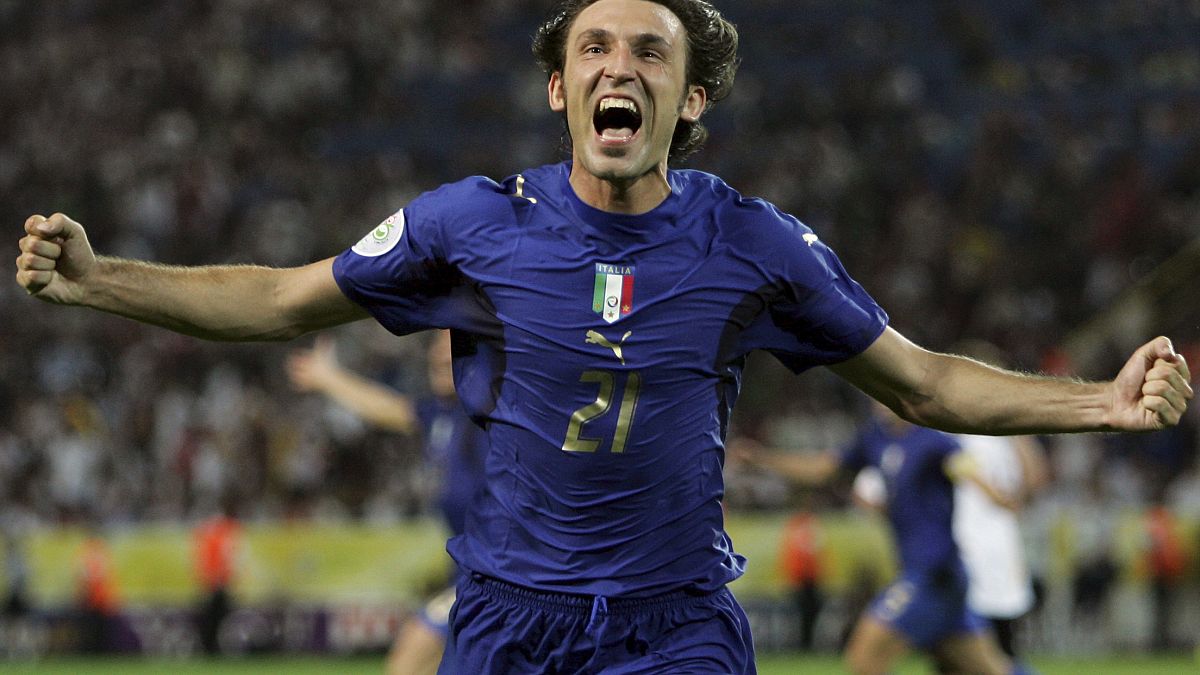 FILE - In this Tuesday, July 4, 2006 filer, Italy's Andrea Pirlo celebrates his side's first goal during extra time in the World Cup.