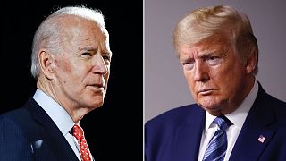 Joe Biden (b) és Donald Trump (j)