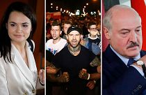 Clashes broke out as early election results indicated Alexander Lukashenko (right) had won in a landslide against Sviatlana Tsikhanouskaya (left)