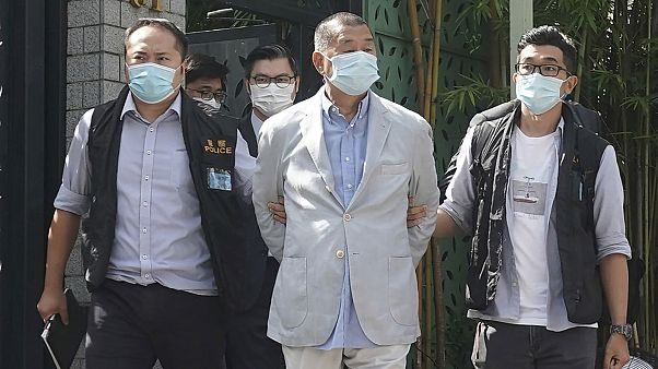 Jimmy Lai, lors de son arrestation, le 10 août 2020 à Hong Kong Jimmy Lai, lors de son arrestation, le 10 août 2020 à Hong Kong