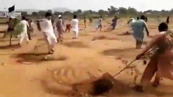 Pakistan'da fidanları söken öfkeli grup Pakistan'da fidanları söken öfkeli grup