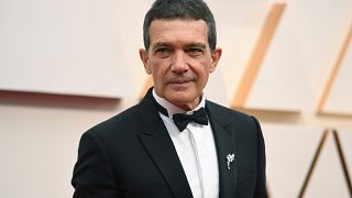 Antonio Banderas arrives at the Oscars on Sunday, Feb. 9, 2020, at the Dolby Theatre in Los Angeles.