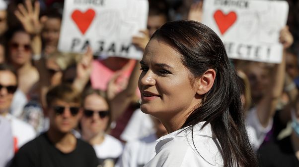 Тихановская на митинге 2 августа Тихановская на митинге 2 августа