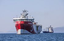 کشتی اکتشافی عروج رئیس ترکیه در آبهای مدیترانه