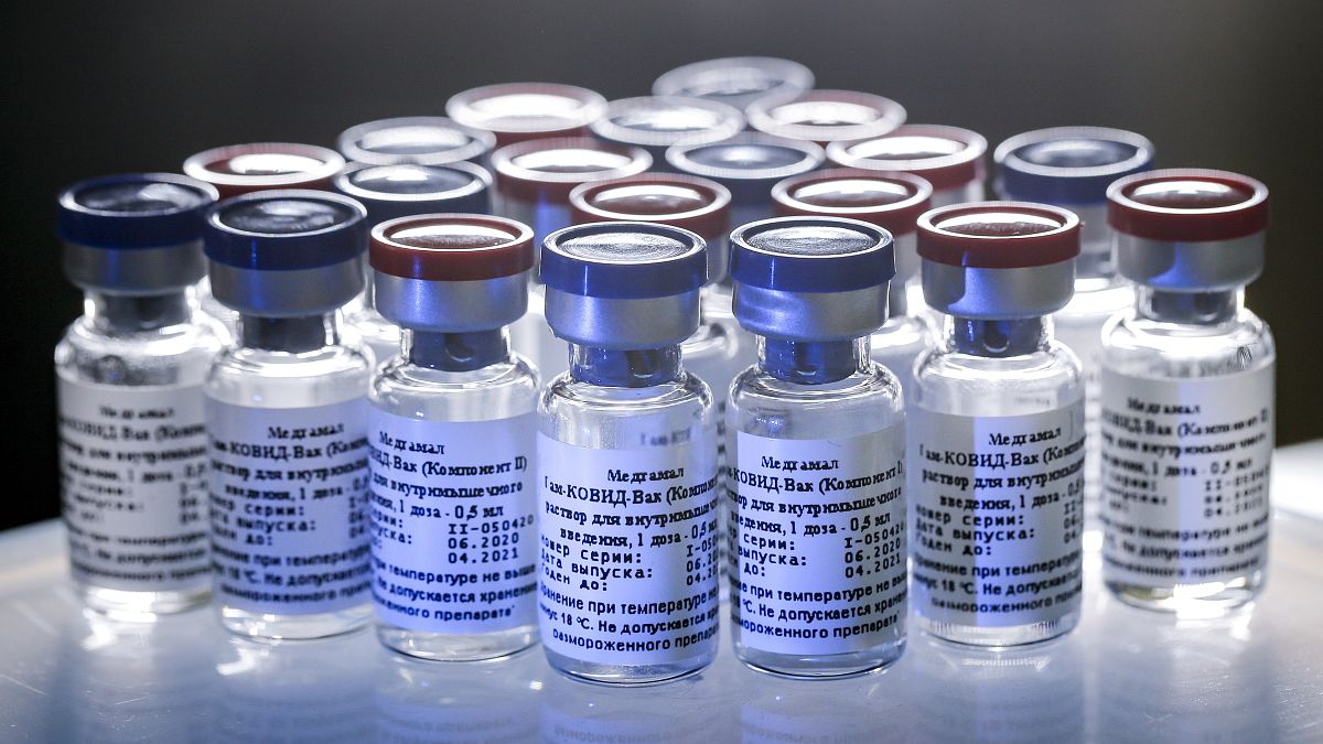 A new vaccine on display at the Nikolai Gamaleya National Center of Epidemiology and Microbiology in Moscow, August 6, 2020.