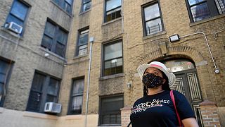 Yudy Ramirez, qui a perdu son travail en mars dernier, ne peut plus payer le loyer de son appartement dans le Bronx à New York, le 10 aout 2020