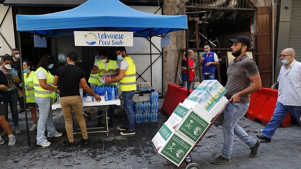 Lebensmittelspenden in Beirut am 11. August 2020. Lebensmittelspenden in Beirut am 11. August 2020.