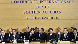 Lebanese Prime Minister Fuad Saniora, Governor of the Lebanese central bank Riad Salame, French Foreign Minister Philippe Douste-Blazy, French President Jacques Chirac, French