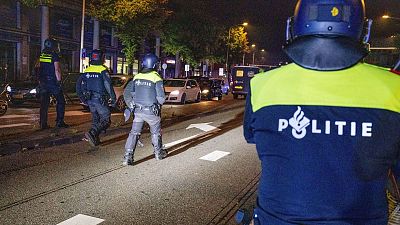 Police officers from the Dutch Mobile Unit intervened during a second day of riots late on Thursday.