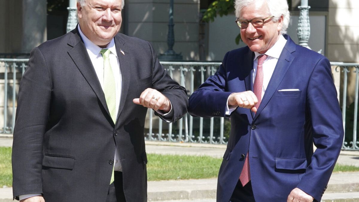 Mike Pompeo amerikai és Jacek Czaputowicz lengyel külügyminiszter