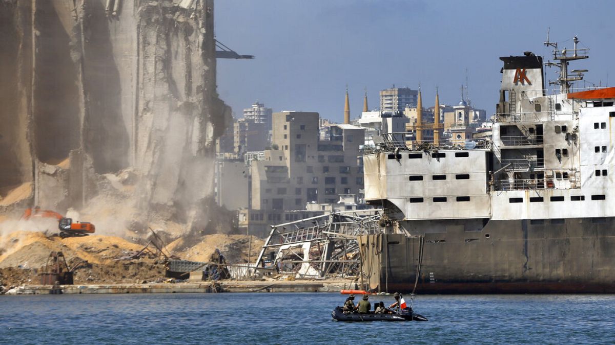 Zerstörung im Hafen von Beirut (15. August 2020)