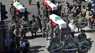Похороны пожарных в Бейруте