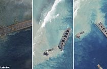 Secuencia del vertido y la ruptura del casco del MV Wakashio