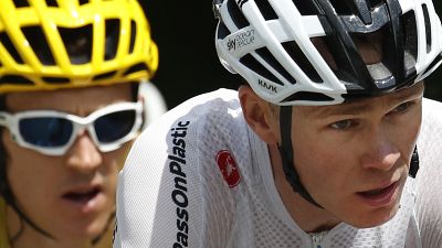 Chris Froome, à droite, et le Britannique Geraint Thomas lors de la 17ème étape du Tour de France 2018