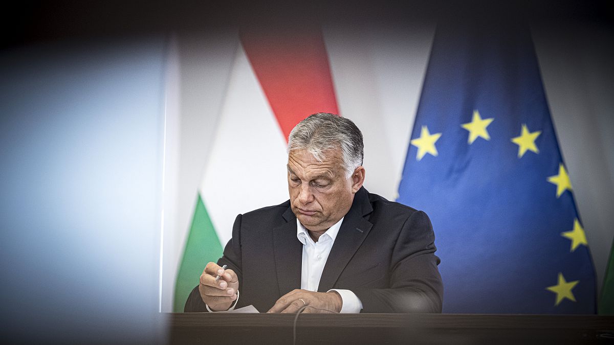 Orbán Viktor kormányfő a visegrádi országok miniszterelnökeinek videokonferenciáján