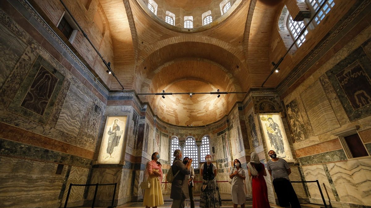 People visit St Saviour in Chora church, known as Kariye in Turkish, in Istanbul.