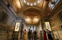 People visit St Saviour in Chora church, known as Kariye in Turkish, in Istanbul.