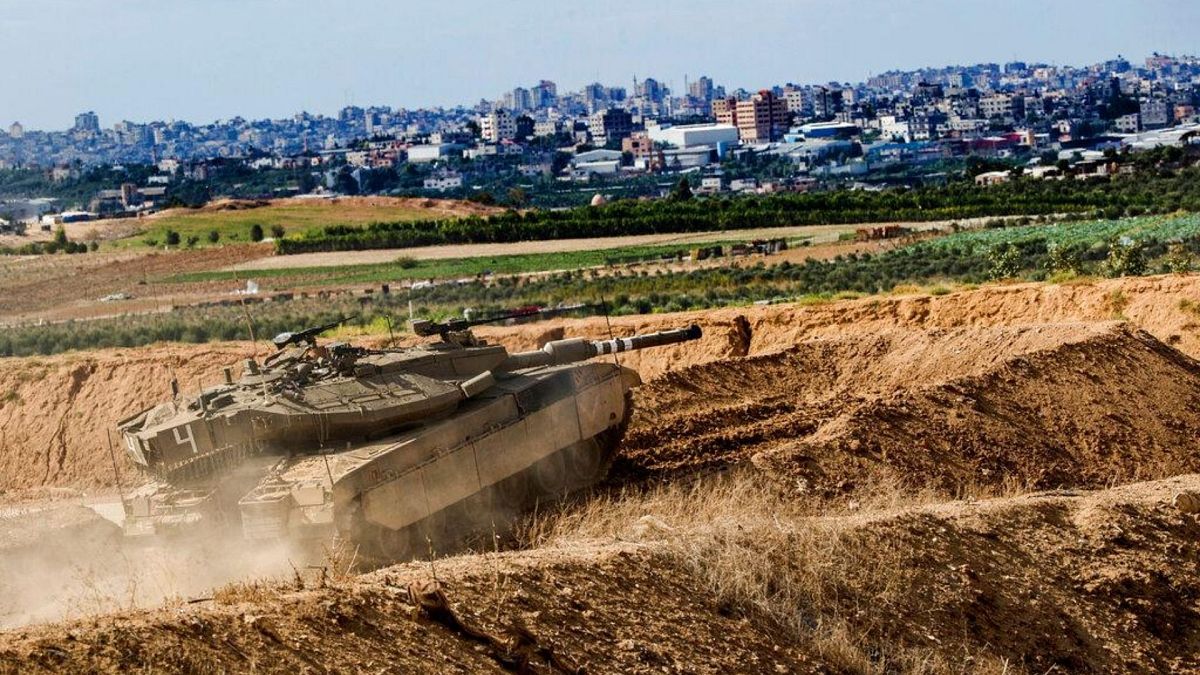 تانک اسرائیلی در مرز نوار غزه