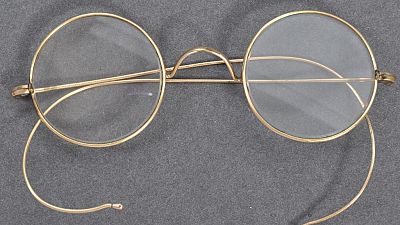 August 19, 2020 - A pair of glasses that once belonged to Indian independence icon Mohandas Karamchand Gandhi photographed at the action house in Bristol head of their sale