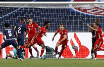 Kingsley Coman celebra haber marcado el primer tanto de la final de la Champions para el Bayern