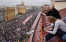 Um mar de gente em protesto na capital da Bielorrússia