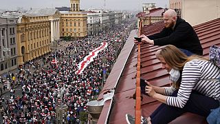 Una cadena humana muestra la solidaridad internacional con el pueblo bielorruso