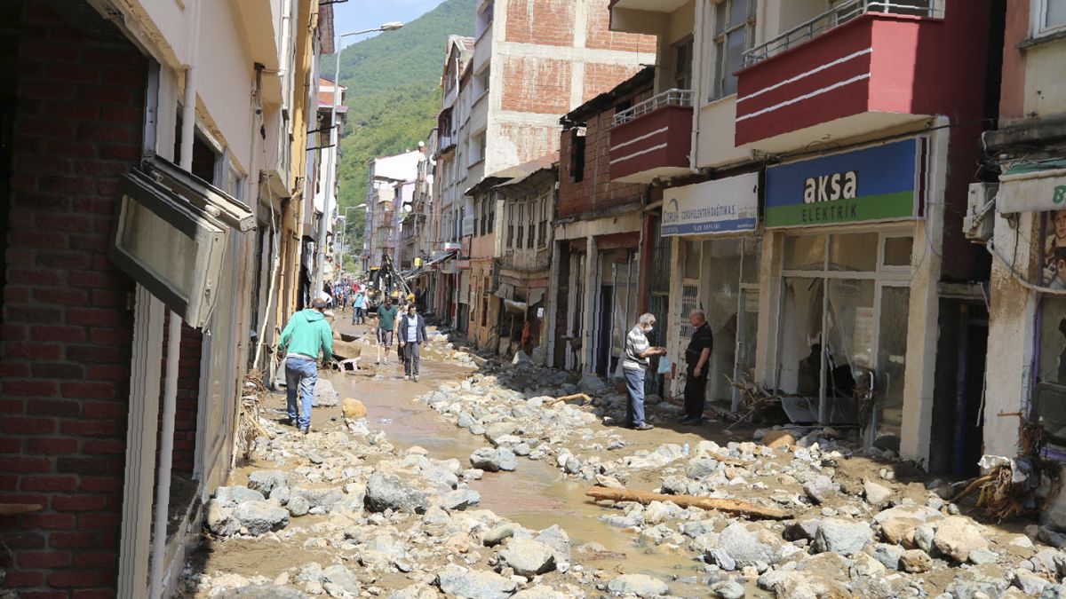 Flash floods in Turkey washed away roads and buildings over the weekend. 