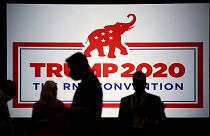 The room is set and delegates begin to arrive for the first day of the Republican National Convention