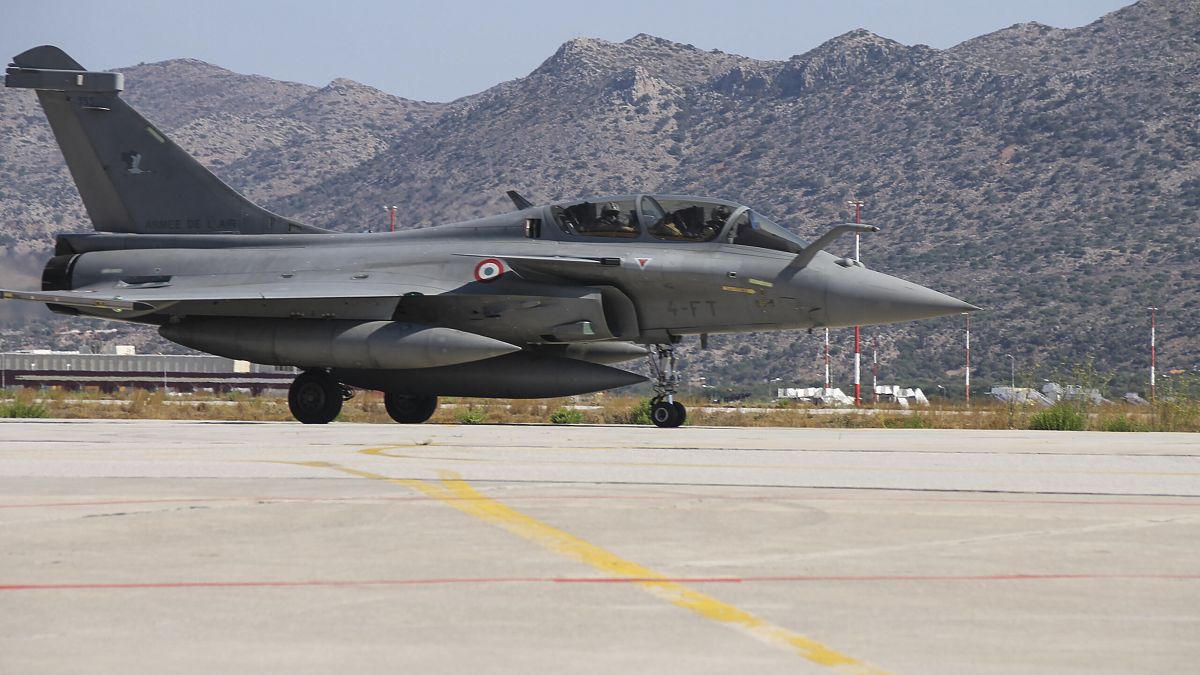 French Rafale fighter jet at Souda airbase on the island of Crete