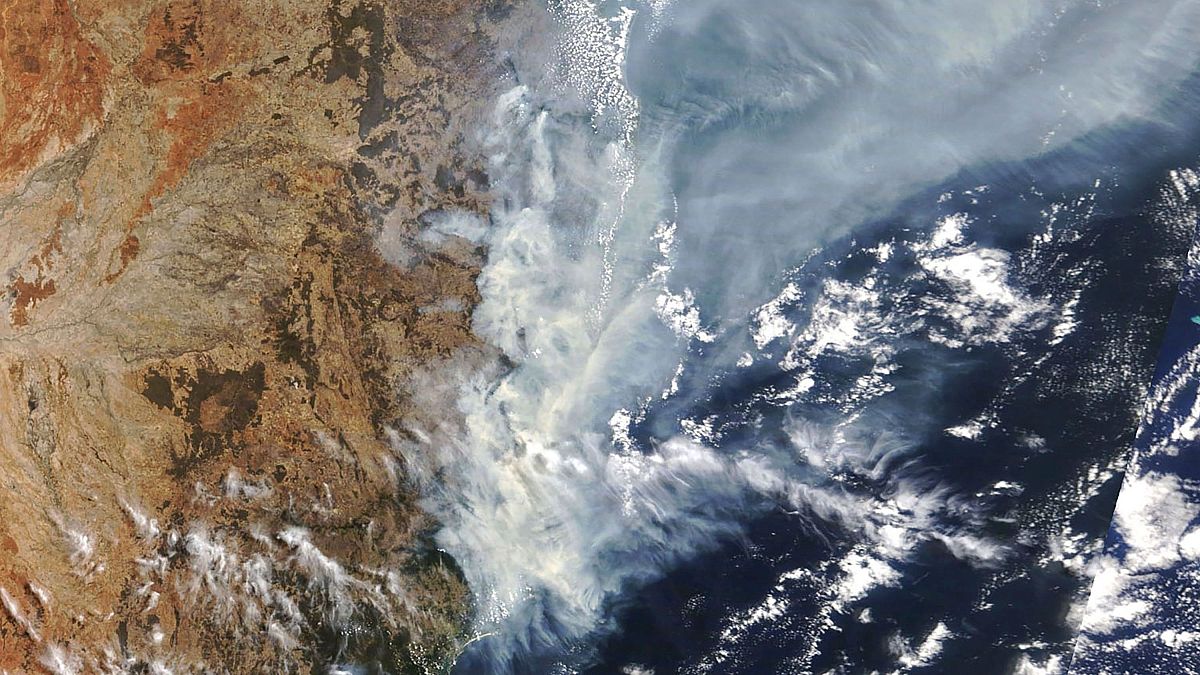 A NASA satellite photo shows the bushfires burning in New South Wales in November 2019