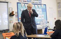 Britain's Prime Minister Boris Johnson visits The Discovery School in West Malling, England, Monday July 20, 2020