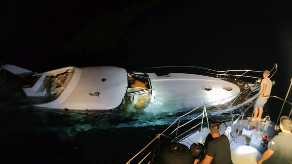 Greek authorities found the yacht partially sunk west of the small island of Halki, near Rhodes. Greek authorities found the yacht partially sunk west of the small island of Halki, near Rhodes.