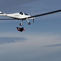Watch Swiss skydiver make first ever jump from solar-powered plane