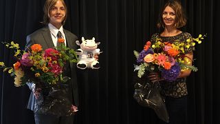 International Booker Prize winner Marieke Lucas Rijneveld and translator Michele Hutchison.