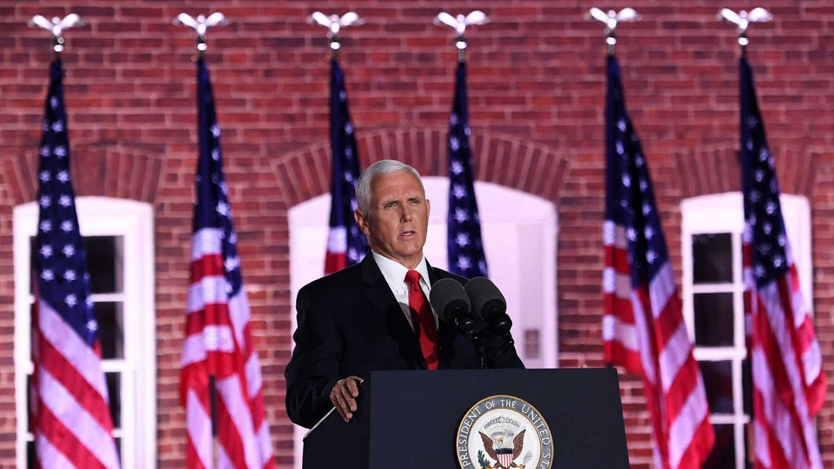 نائب الرئيس الأمريكي مايك بنس يتحدث خلال الليلة الثالثة للمؤتمر الوطني للحزب الجمهوري، بالتيمور، ماريلاند، 26 أغسطس 2020.