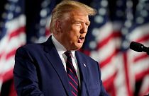 President Donald Trump speaks from the South Lawn of the White House on the fourth day of the Republican National Convention, Thursday, Aug. 27, 2020,