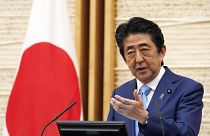 Japan's Prime Minister Shinzo Abe speaks during a press conference at his official residence in Tokyo on May 4, 2020