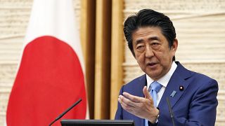 Japan's Prime Minister Shinzo Abe speaks during a press conference at his official residence in Tokyo on May 4, 2020