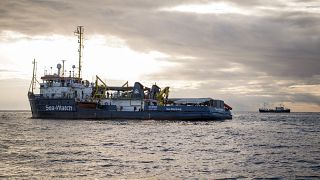 A Sea-Watch rescue ship off the coast of Malta, Tuesday, Jan. 8, 2018