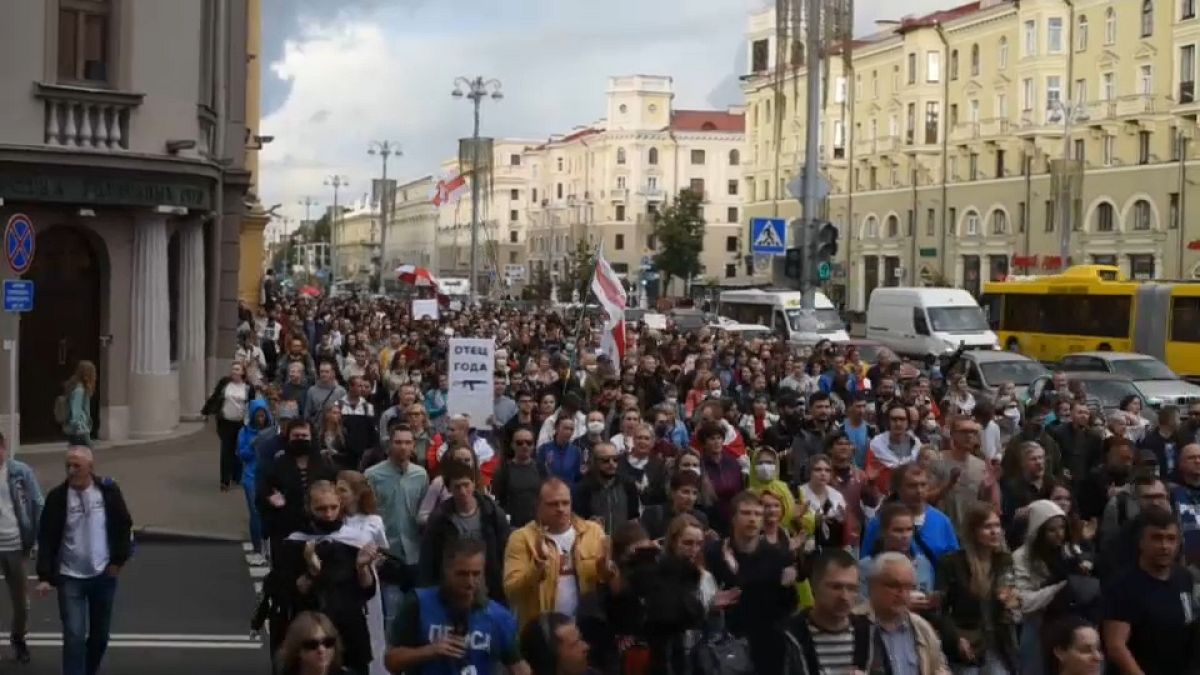 Manifestación en Minsk el miércoles 27 de agosto