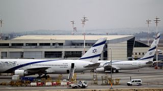 طائرات العال الإسرائيلية في مطار بن غوريون بالقرب من تل أبيب.