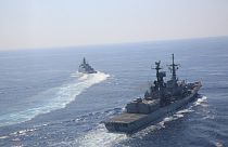 Doğu Akdeniz'de eğitim yapan Türk Donanmasına ait gemiler