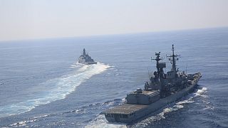 Doğu Akdeniz'de eğitim yapan Türk Donanmasına ait gemiler