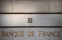 The Banque de France sign in Paris. 