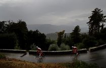 Socially-distanced spectators watch the Tour de France start from Nice