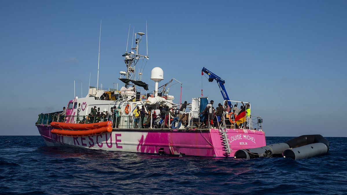 The Louise Michel rescue vessel in the Central Mediterranean sea, Saturday, Aug. 29, 2020.